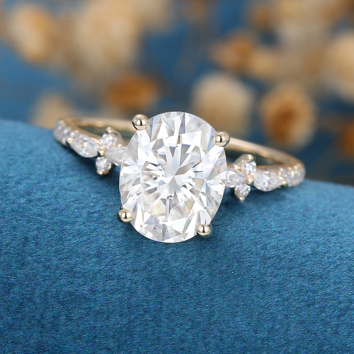 2.72 CT Oval Cluster Lab Grown Diamond Engagement Ring