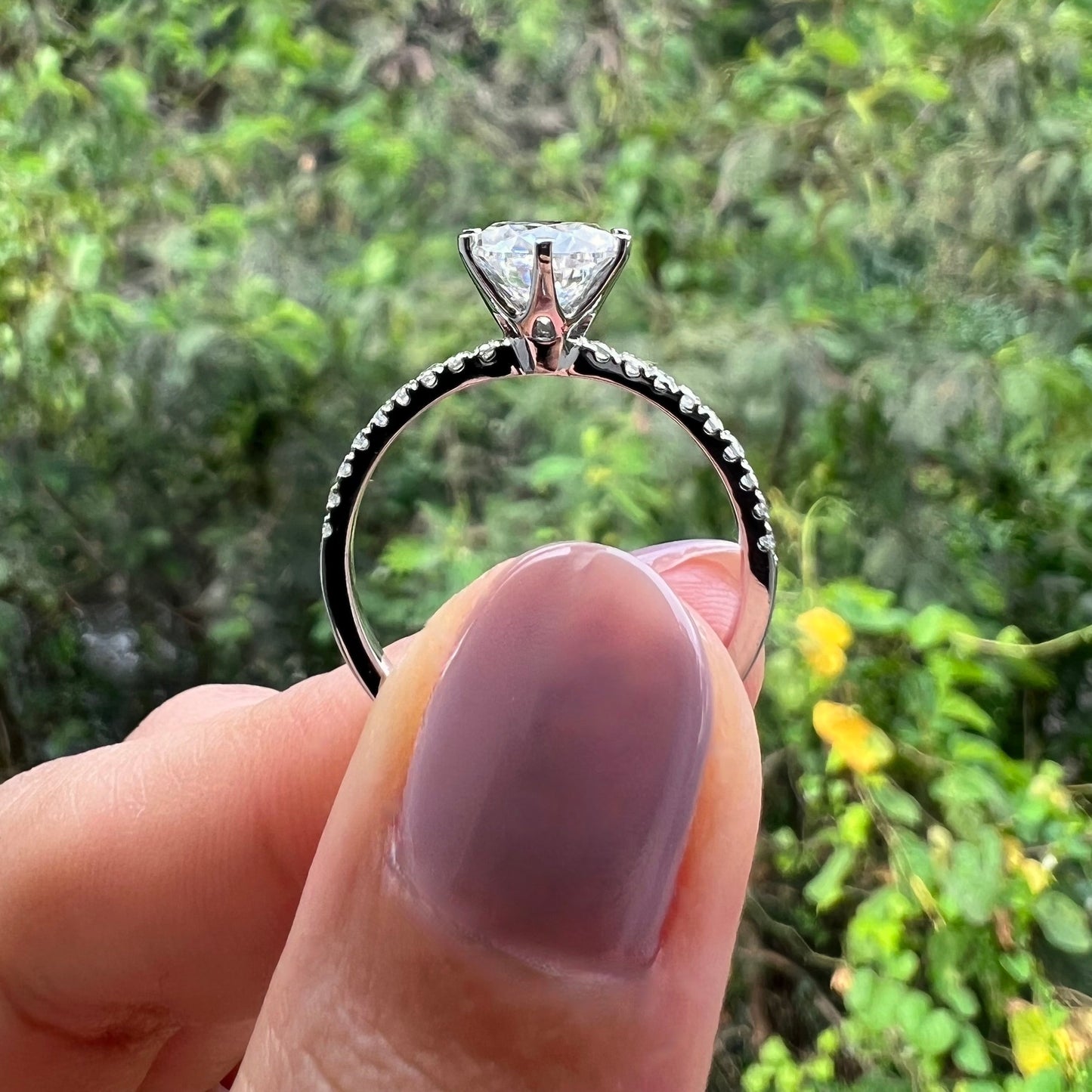1.85 CT Round Pave Moissanite Engagement Ring