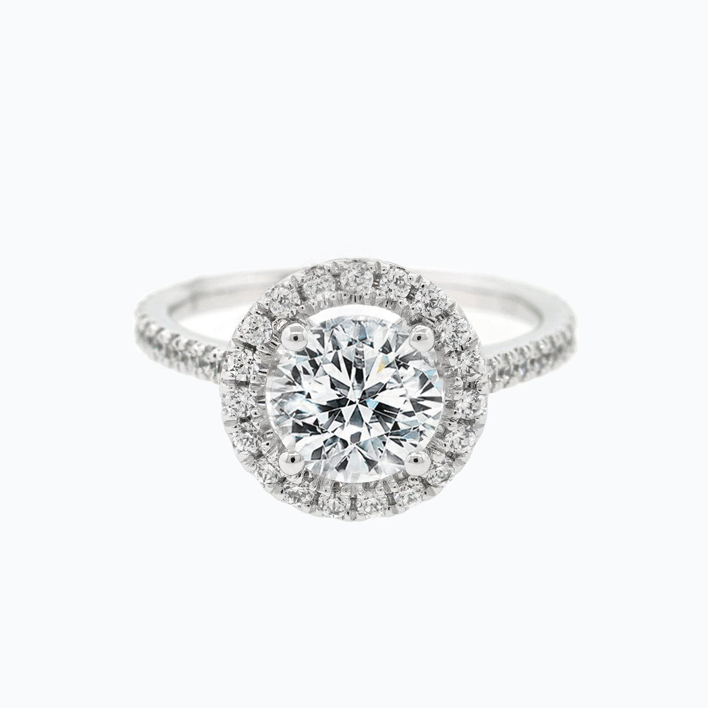 1.0 CT Round Halo & Pave Lab Grown Diamond Engagement Ring