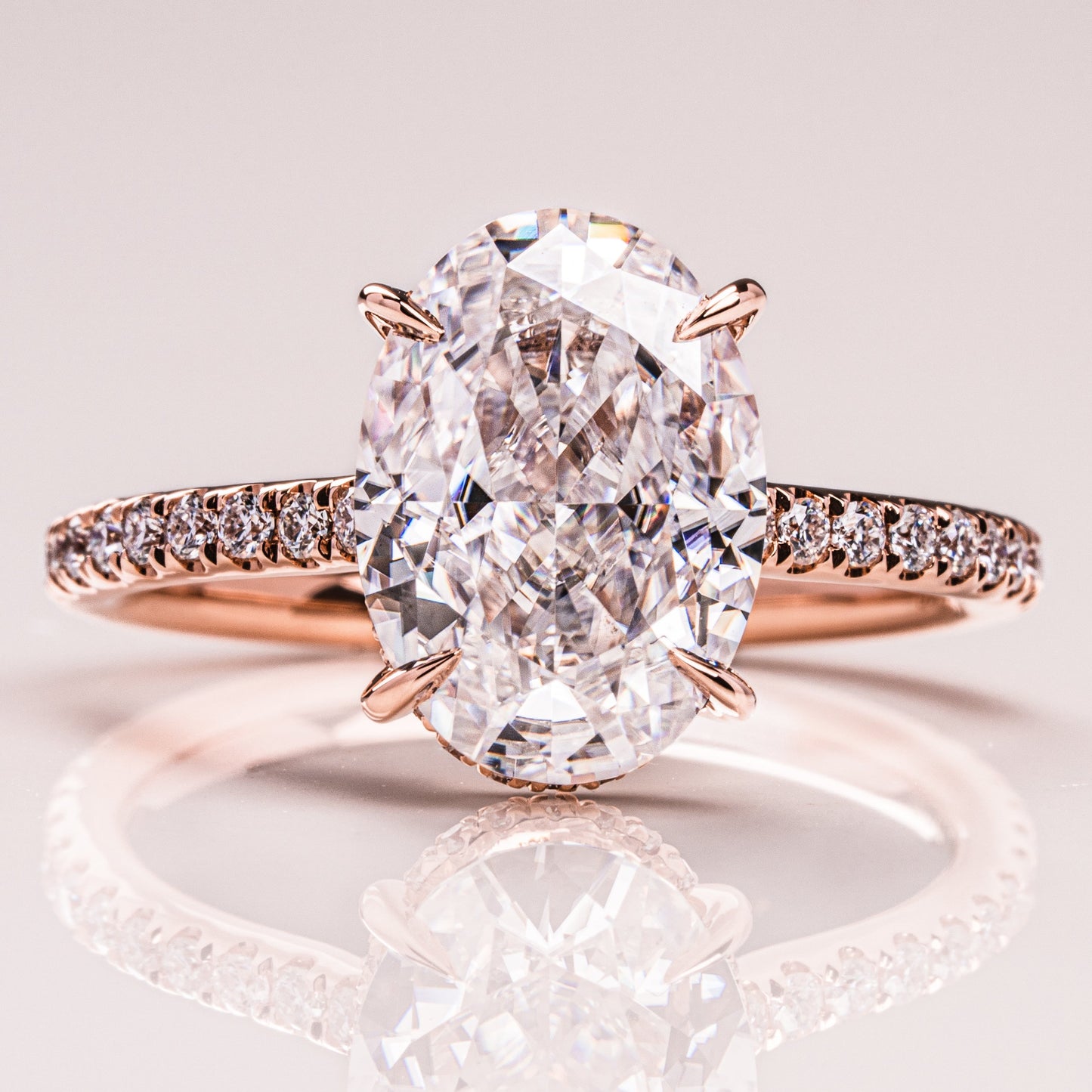 2.9 CT Oval Pave Moissanite Engagement Ring