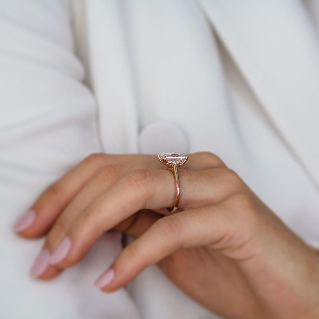 3.9 CT Radiant Hidden Halo Lab Grown Diamond Engagement Ring