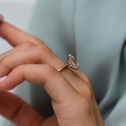 3.9 CT Radiant Hidden Halo Lab Grown Diamond Engagement Ring