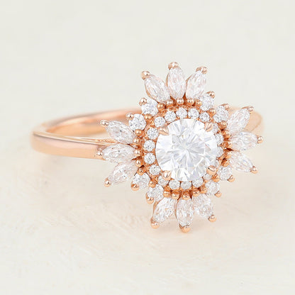0.41 CT Round Cluster Lab-Grown Diamond Engagement Ring