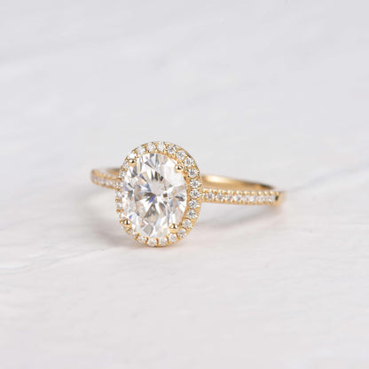 1.91 CT Oval Halo & Pave Lab Grown Diamond Engagement Ring