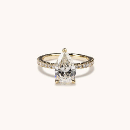 2.01 CT Pear Pave Moissanite Engagement Ring