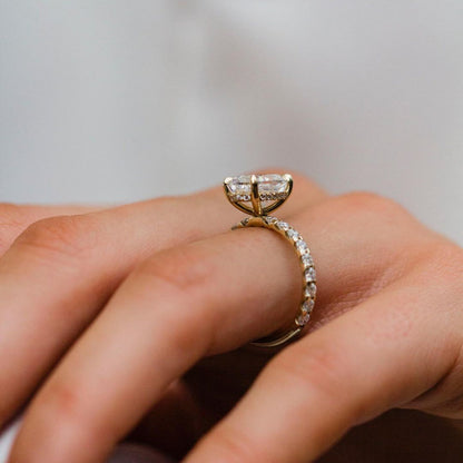 3.5 CT Oval Pave Lab Grown Diamond Engagement Ring