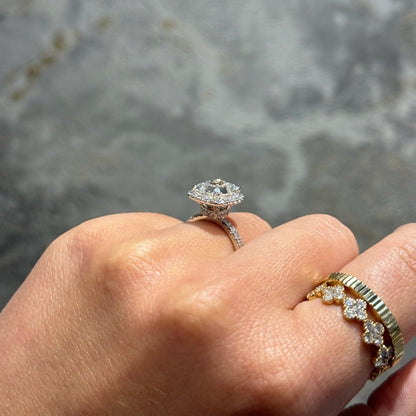 Stunning 3.46 CT Cushion Moissanite Engagement Ring with Halo & Pave Design 4