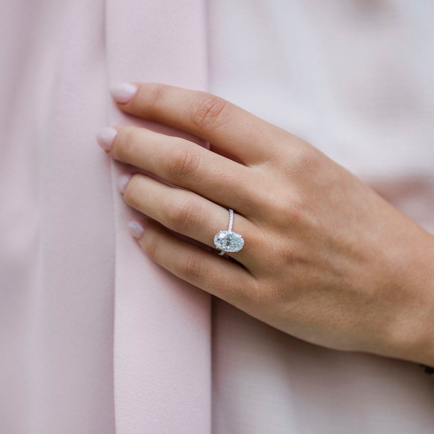 4 CT Oval Pave Lab Grown Diamond Engagement Ring