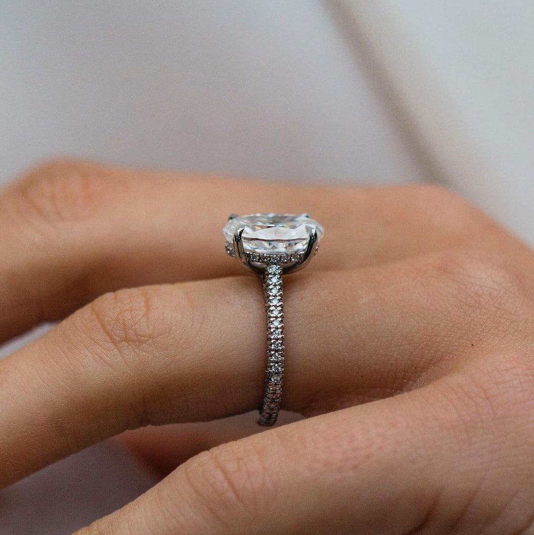 3.5 CT Oval Pave Lab Grown Diamond Engagement Ring