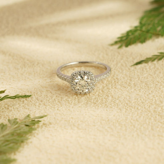 Stunning 1.0 - 2.0 CT Cushion Moissanite Engagement Ring With Halo Design 1