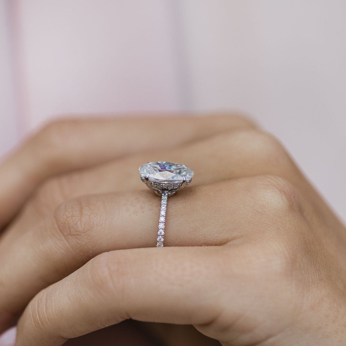 4 CT Oval Pave Lab Grown Diamond Engagement Ring