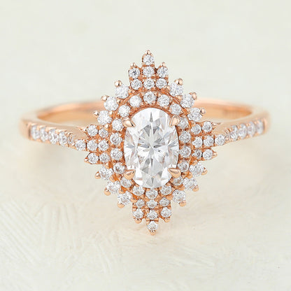 0.43 CT Oval Cluster Lab-Grown Diamond Engagement Ring