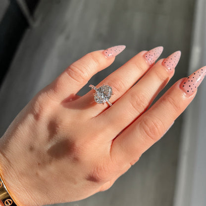 3.50 CT Oval Pave Moissanite Engagement Ring