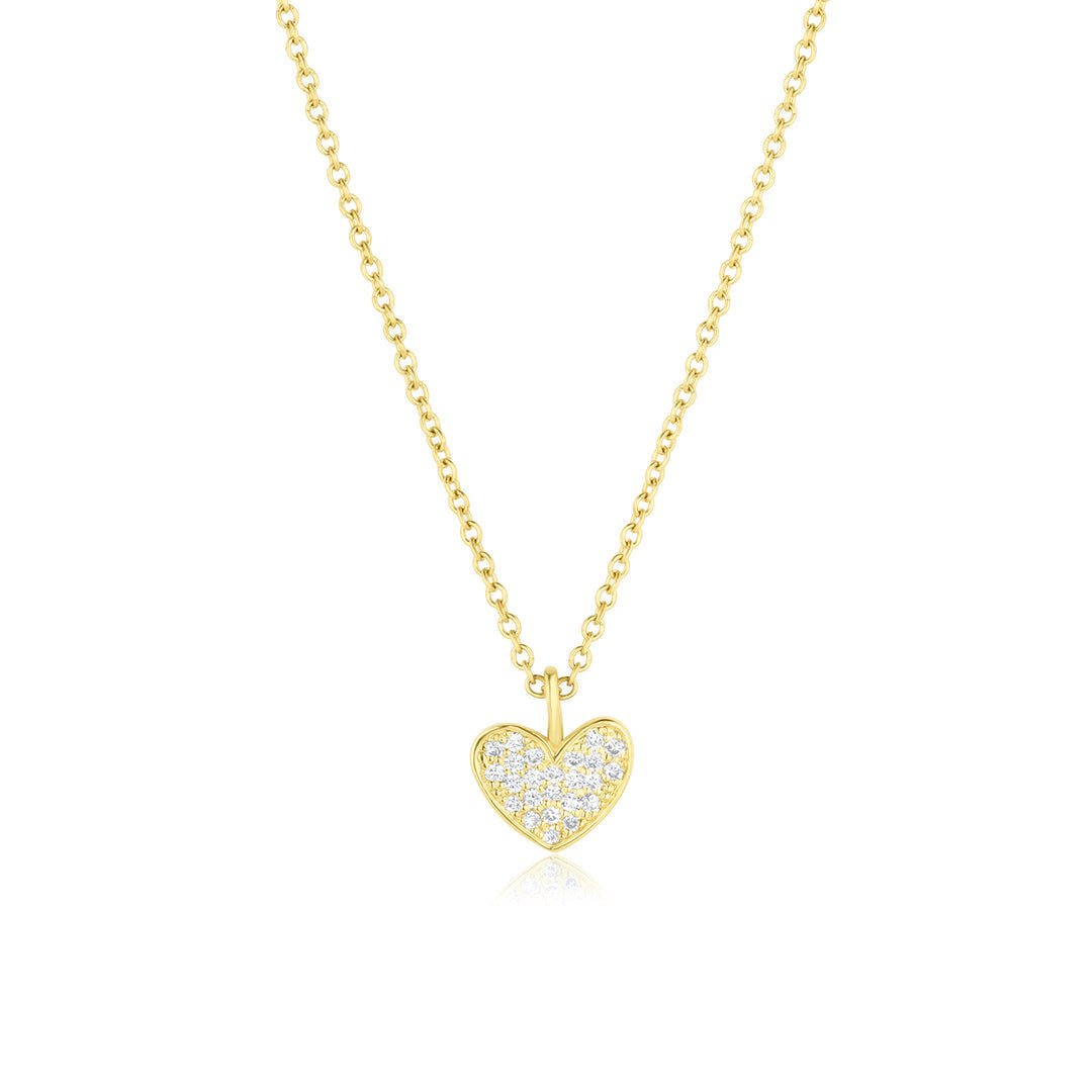0.07 TCW Round Moissanite Heart Multi Stone Necklace