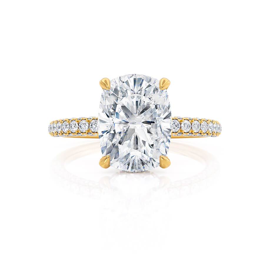 3.34 CT Elongated Cushion Hidden Halo & Pave Lab Grown Diamond Engagement Ring