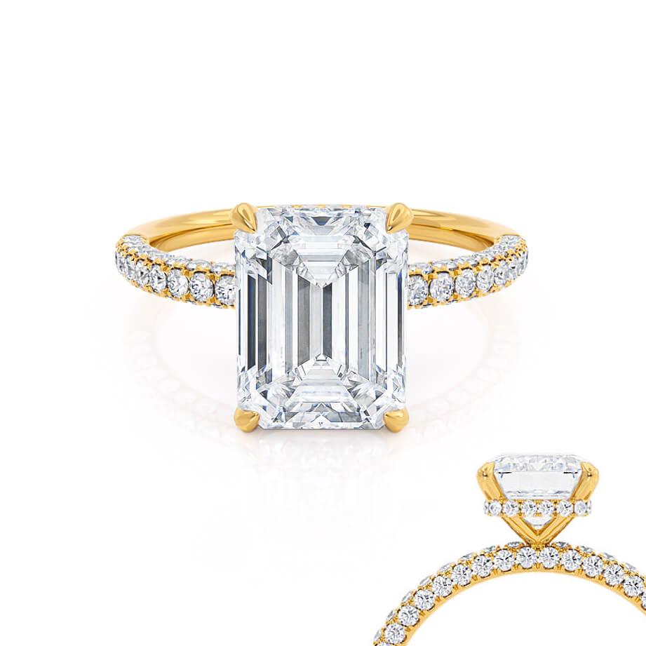1.75 CT Emerald Pave Lab Grown Diamond Engagement Ring