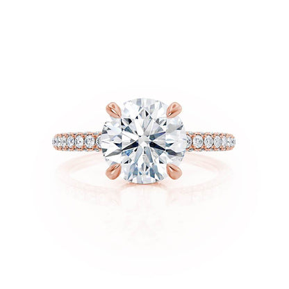 1.5 CT Round Hidden Halo & Pave Lab Grown Diamond Engagement Ring