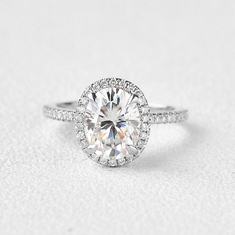 1.91 CT Oval Halo & Pave Lab Grown Diamond Engagement Ring