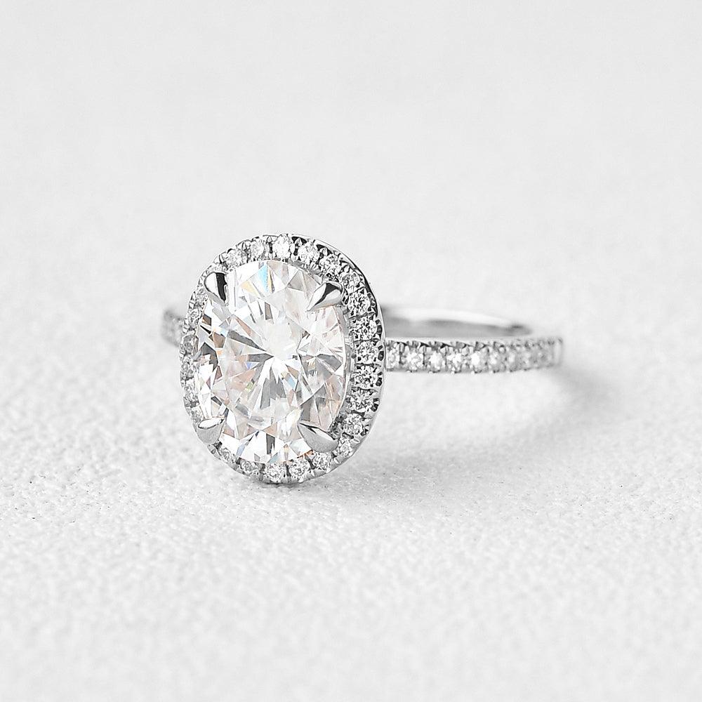 1.91 CT Oval Halo & Pave Lab Grown Diamond Engagement Ring