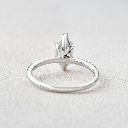 1 CT Marquise Pave Lab Grown Diamond Engagement Ring