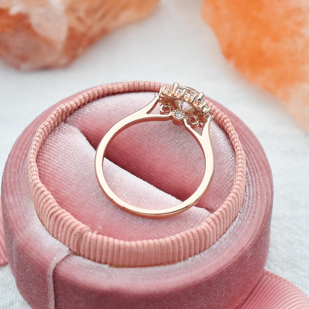 1 CT Round Halo Lab Grown Engagement Ring
