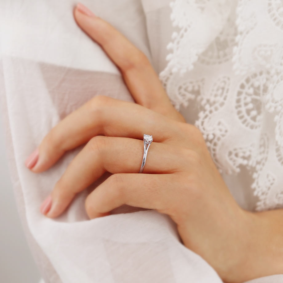 0.8 CT Round Solitaire Lab Grown Diamond Engagement Ring
