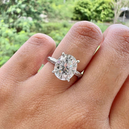 5.18 CT Oval Pave Moissanite Engagement Ring