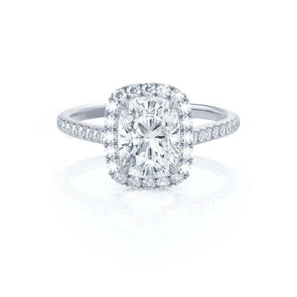 2.3 CT Elongted Cushion Halo & Pave Lab Grown Diamond Engagement Ring