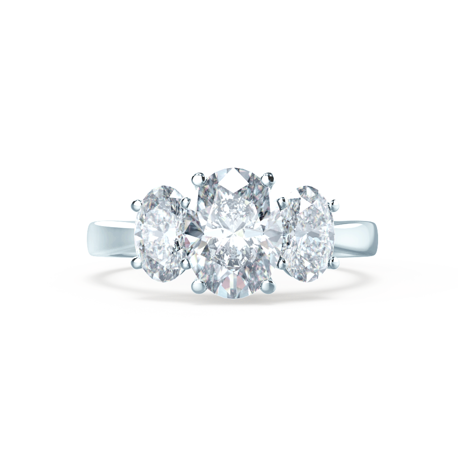 1.5 CT Oval Three Stone Lab Grown Diamond Engagement Ring