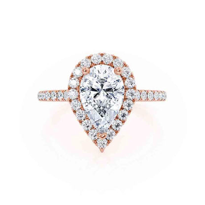 0.94 CT Pear Halo & Pave Lab Grown Diamond Engagement Ring