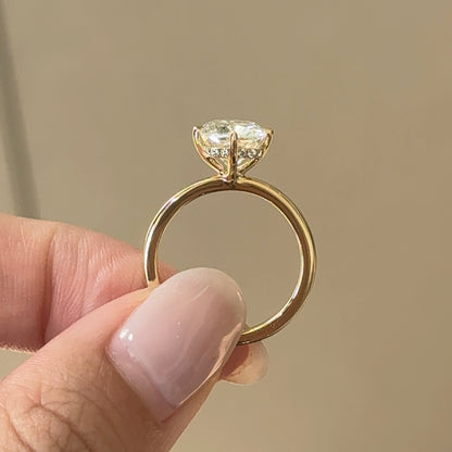 2.5 CT Elongated Cushion Hidden Halo Moissanite Engagement Ring