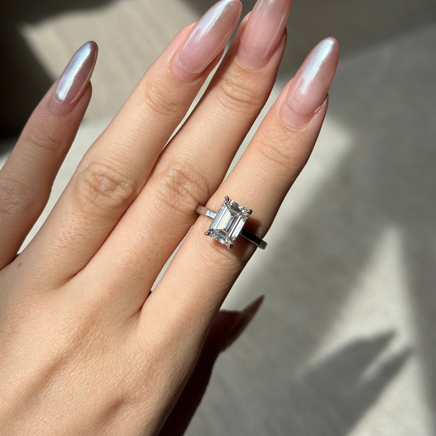 3.03 CT Emerald Pave Moissanite Engagement Ring