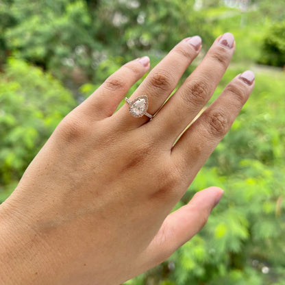 2.1 CT Pear Halo & Pave Moissanite Engagement Ring