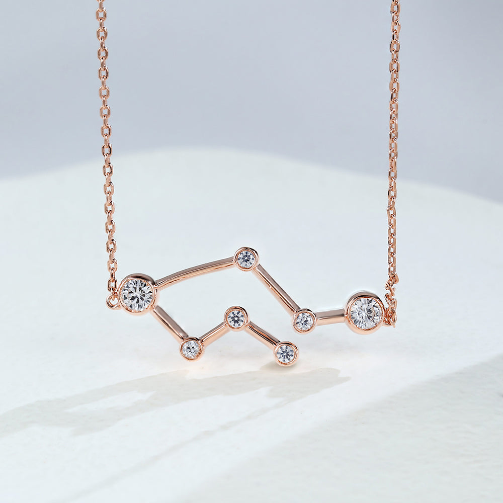 0.69 TCW Round Moissanite Gemini-Zodiac Sign Necklace