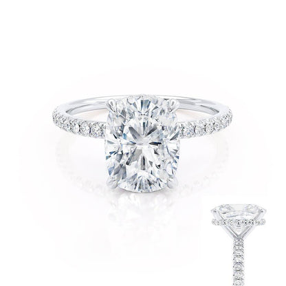 2.3 CT Elongated Cushion Pave Lab Grown Diamond Engagement Ring