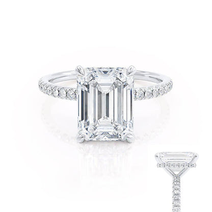 1.75 CT Emerald Pave Lab Grown Diamond Engagement Ring