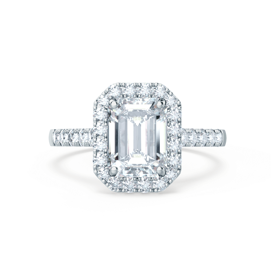 1.75 CT Emerald Halo & Pave Lab Grown Diamond Engagement Ring