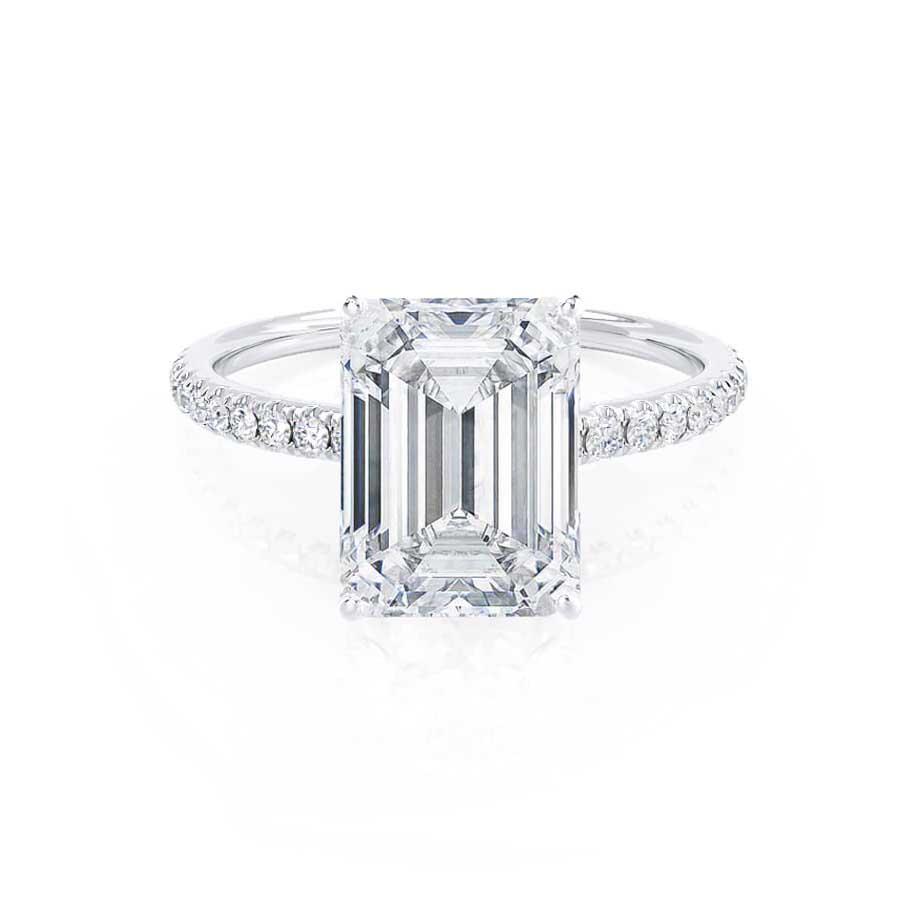 2.52 CT Emerald Pave Lab Grown Diamond Engagement Ring