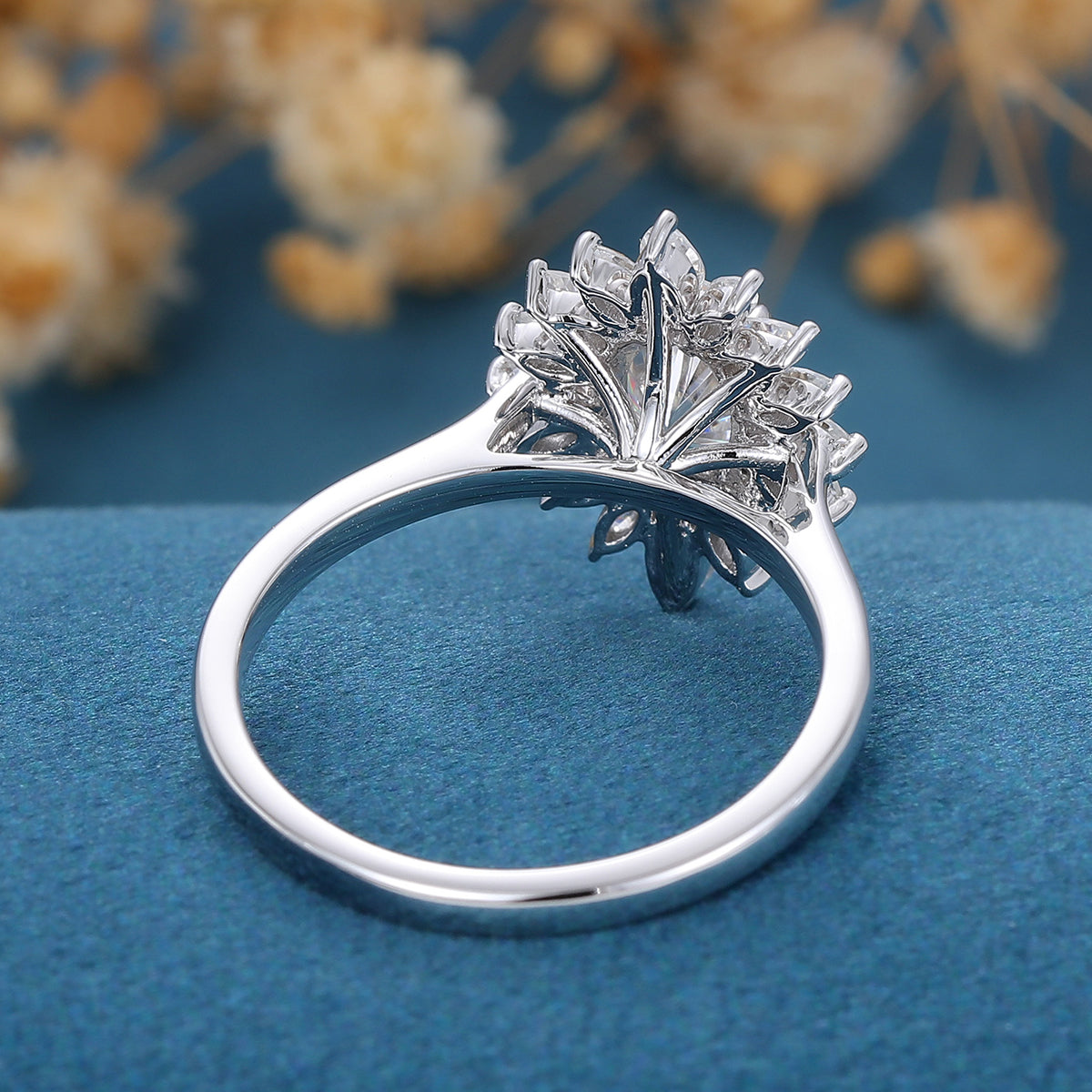 0.84 CT Oval Cluster Lab Grown Diamond Engagement Ring