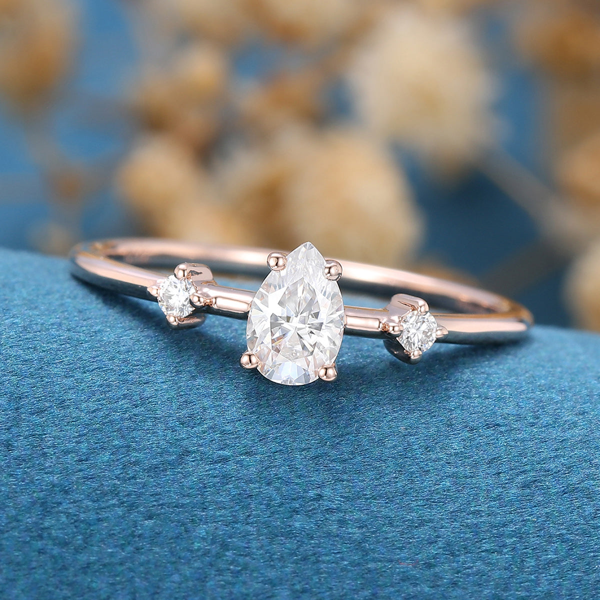 0.39 CT Pear Three Stone Lab Grown Diamond Engagement Ring