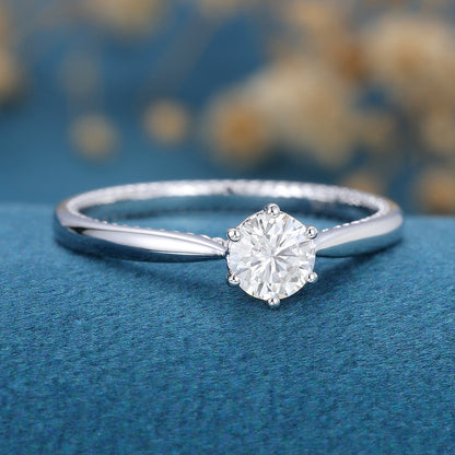 0.41 CT Round Solitaire Lab Grown Diamond Engagement Ring