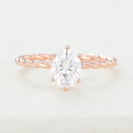 1.33 CT Oval Solitaire Twisted Shank Lab-Grown Diamond Engagement Ring