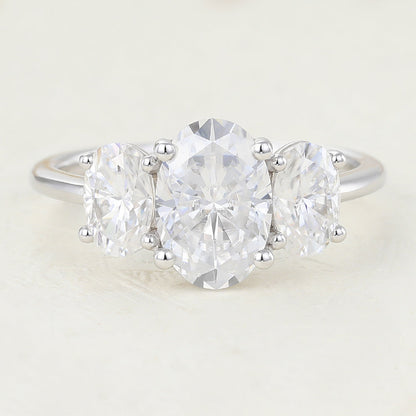 1.91 CT Oval Three Stone Moissanite Engagement Ring