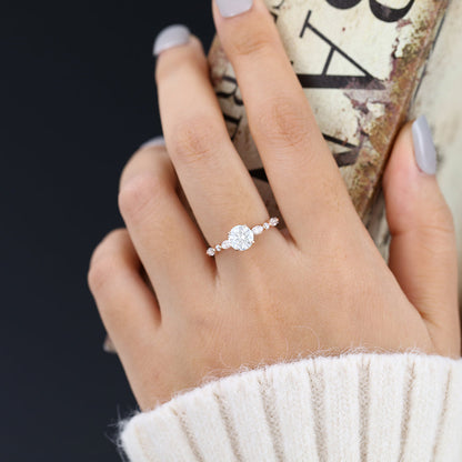 0.88 CT Round Pave Lab-Grown Diamond Engagement Ring