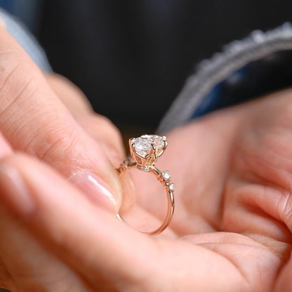 Stunning 1.0 - 2.0 CT Marquise Moissanite Engagement Ring with Hidden Halo Design 2
