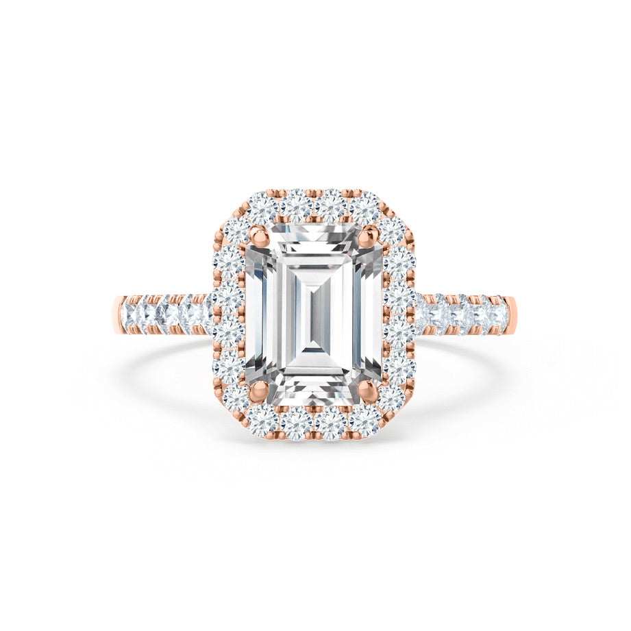 1.01 CT Emerald Halo & Pave Lab Grown Diamond Engagement Ring