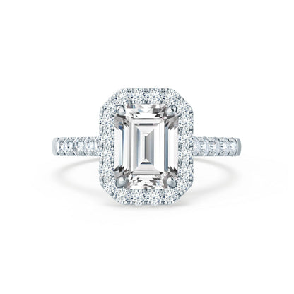 1.75 CT Emerald Halo & Pave Lab Grown Diamond Engagement Ring