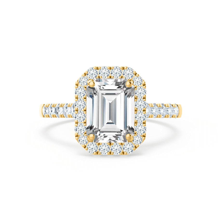 2 CT Emerald Halo & Pave Lab Grown Diamond Engagement Ring