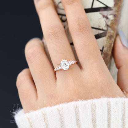 1.33 CT Oval Pave Lab-Grown Diamond Engagement Ring