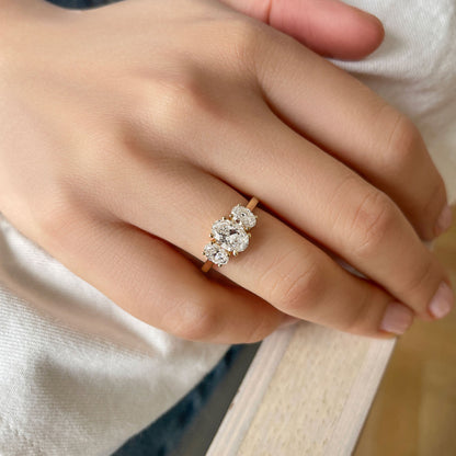 0.60 CT Oval Three Stone Moissanite Engagement Ring